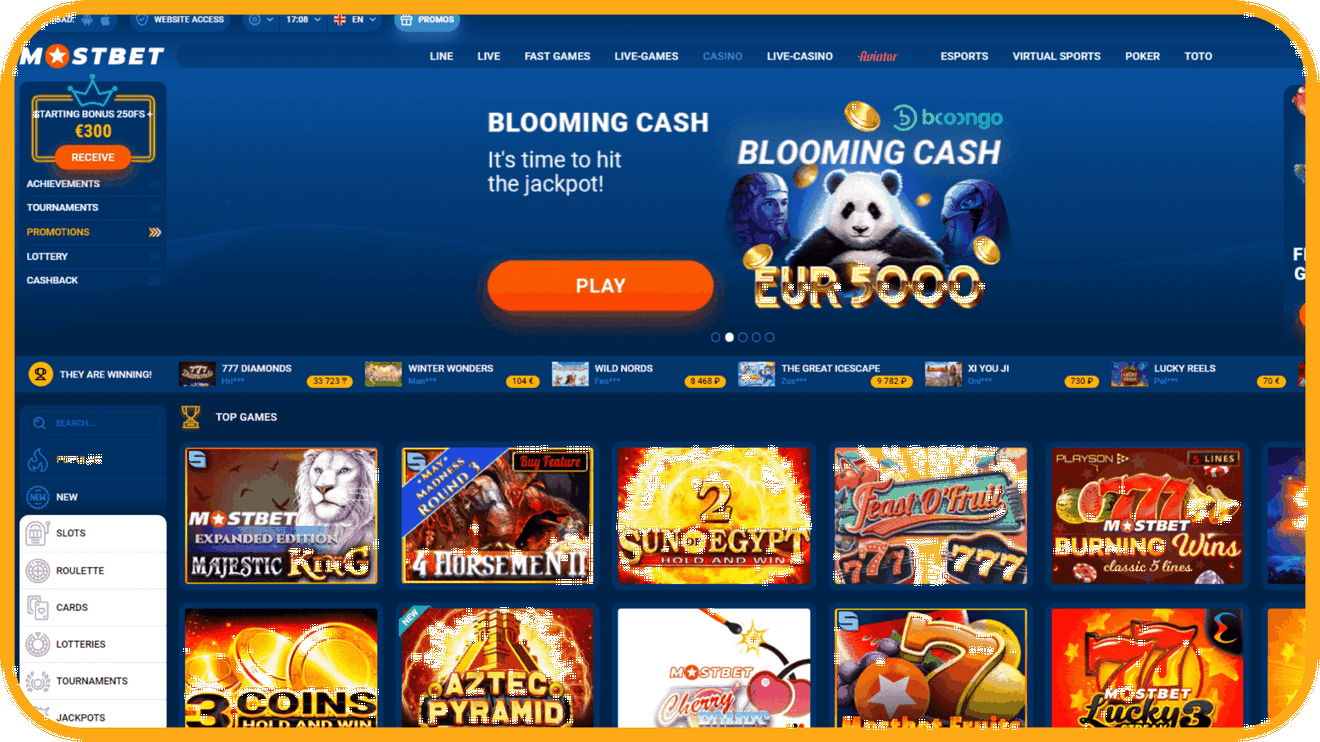 Premie i promocje w internetowym kasynie MostBet